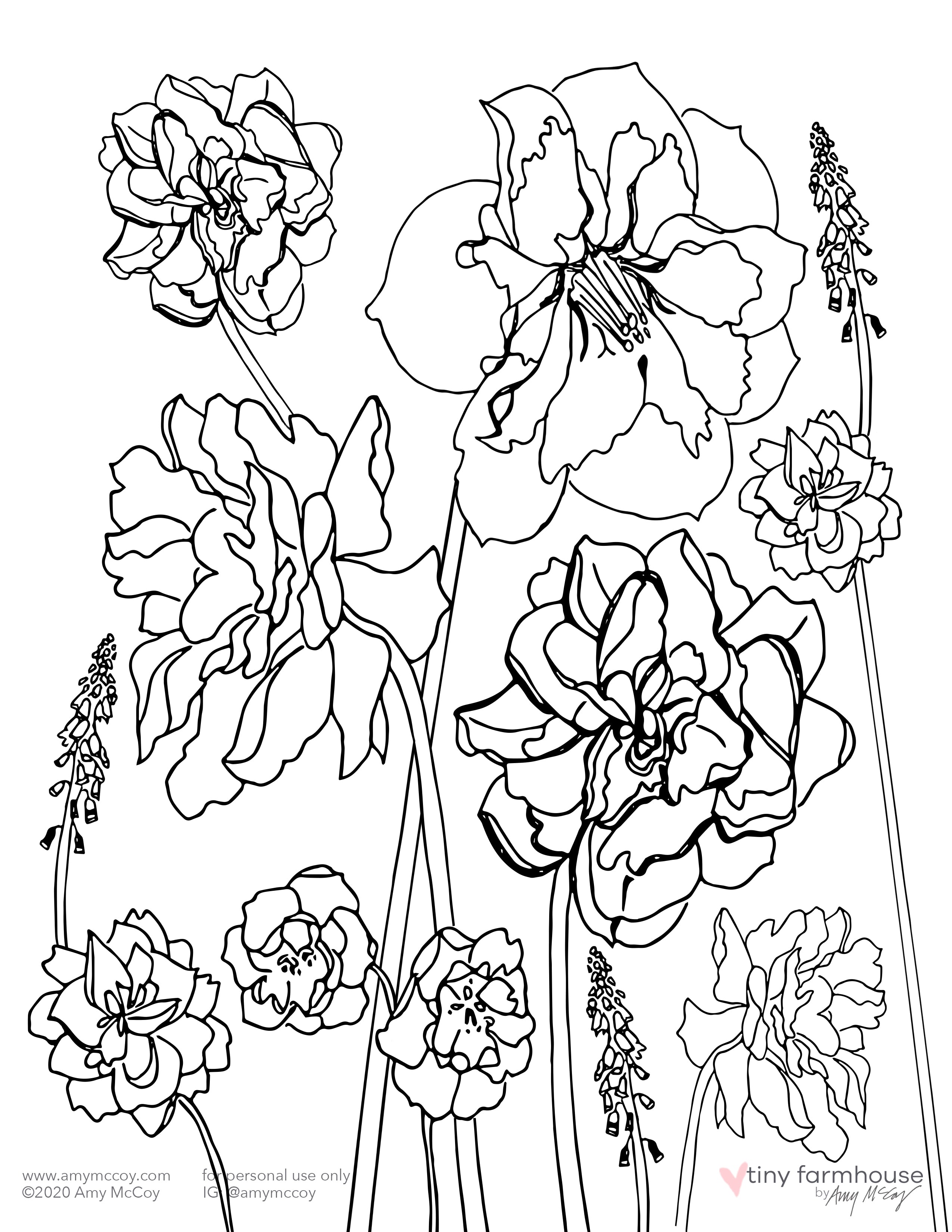 Daffodil bouquet free coloring sheet tiny farmhouse by amy mccoy