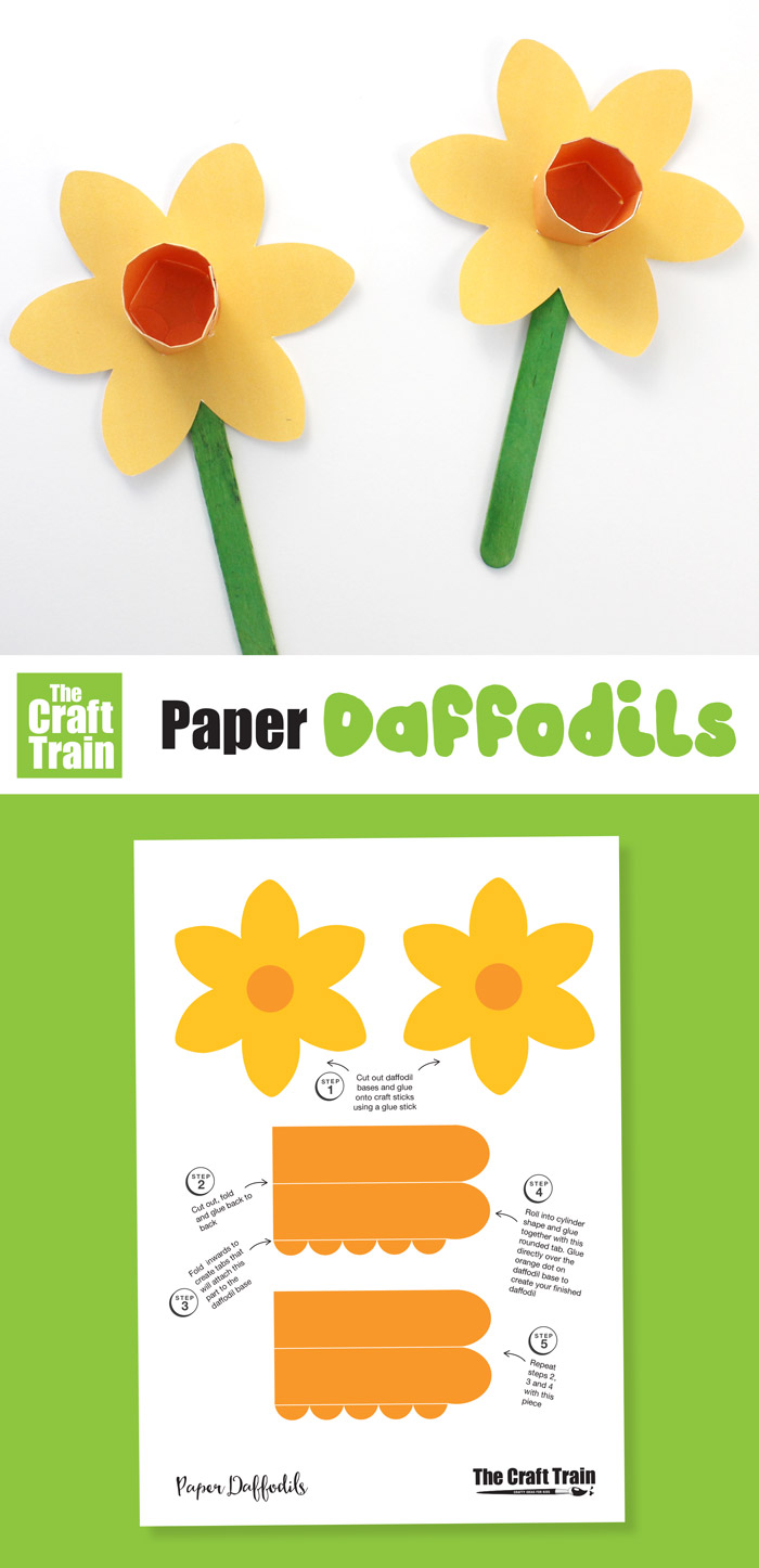 Printable paper daffodil craft