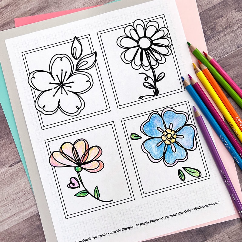 Printable mini flower coloring pages