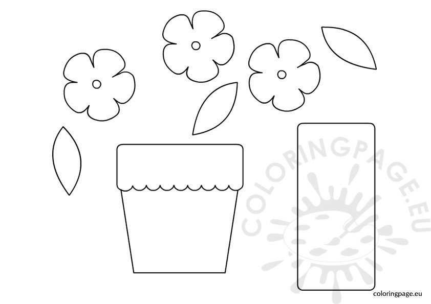 Paper flower pot template coloring page