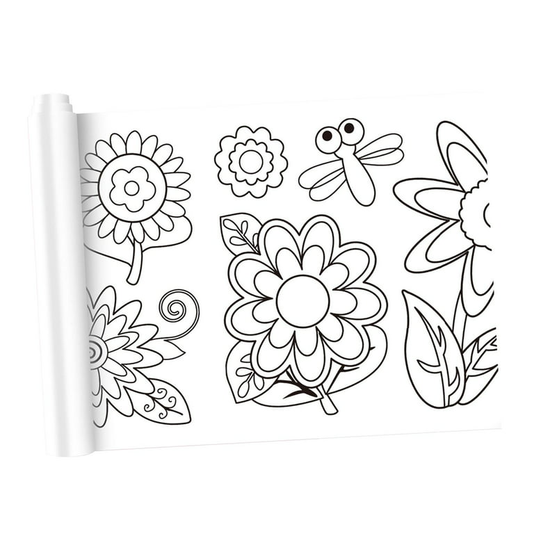 Coloring poster birthday gift xcm painting diy coloring book art paper roll sticky for kids markers toddlers party boys girls flower