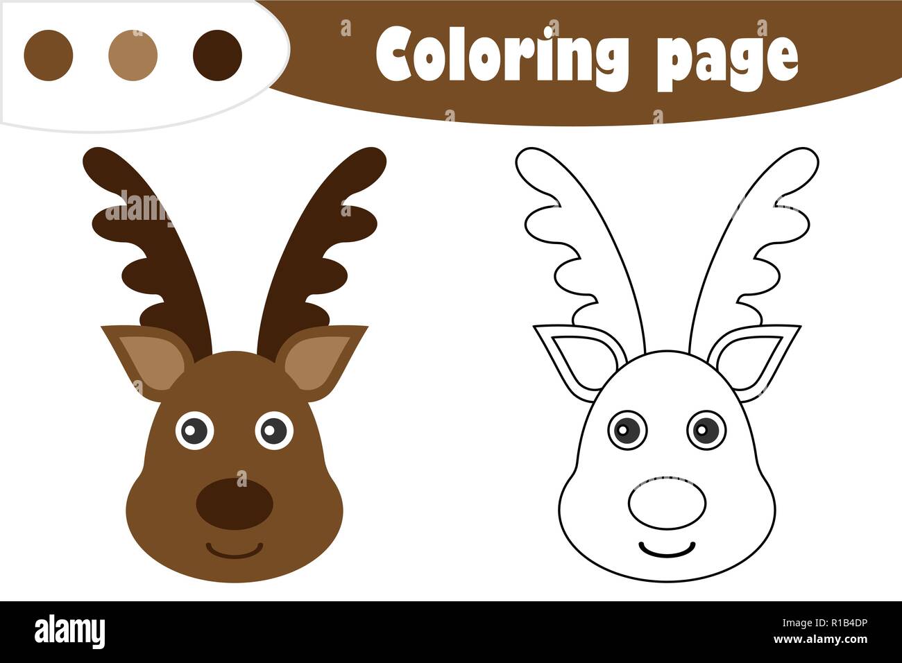 Deer in cartoon style christmas coloring page education paper game for the development of children kids preschool activity printable worksheet ve stock vector image art
