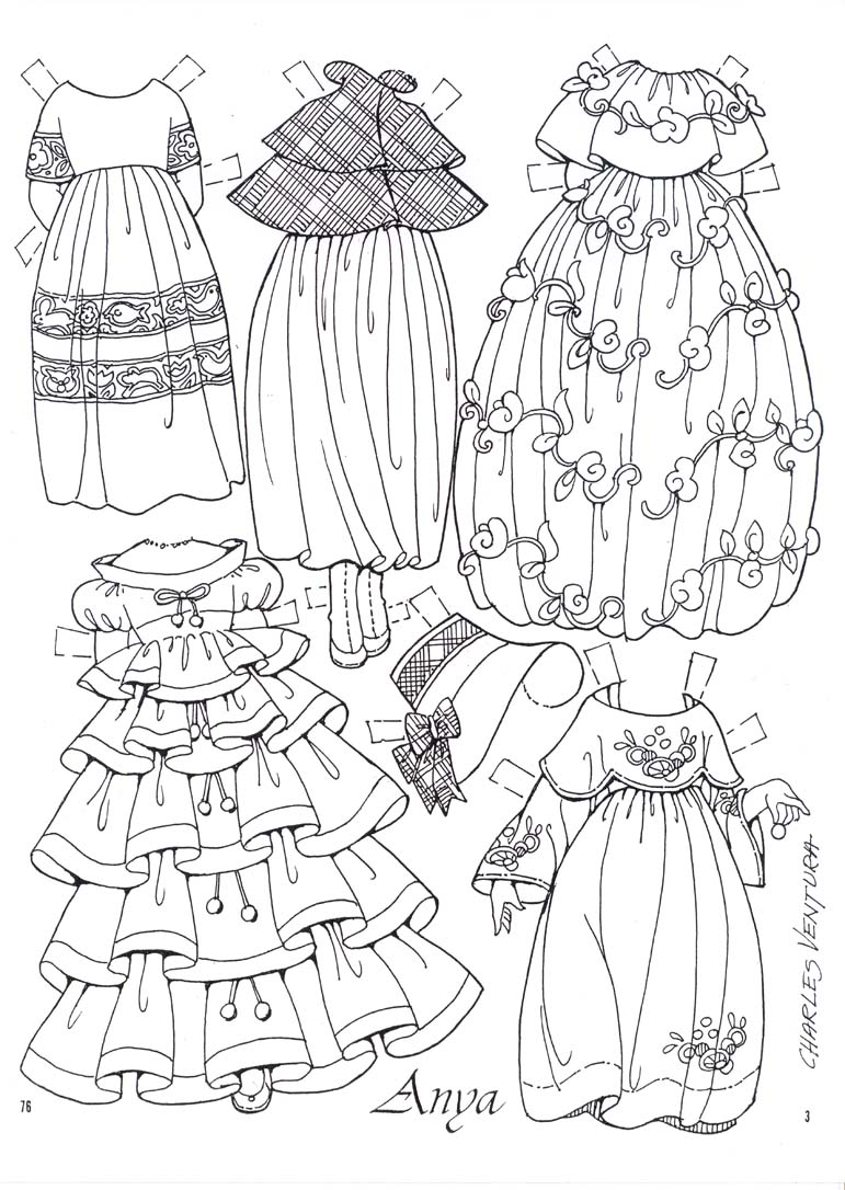 Paper dolls in black white to color cut margess blog page