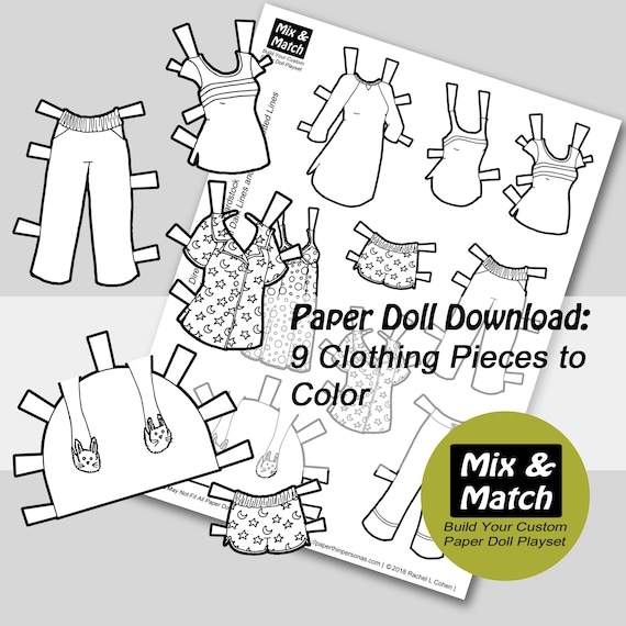 Printable paper doll sleepover set coloring pages for kids digital download coloring book pdf paper doll coloring page instant download