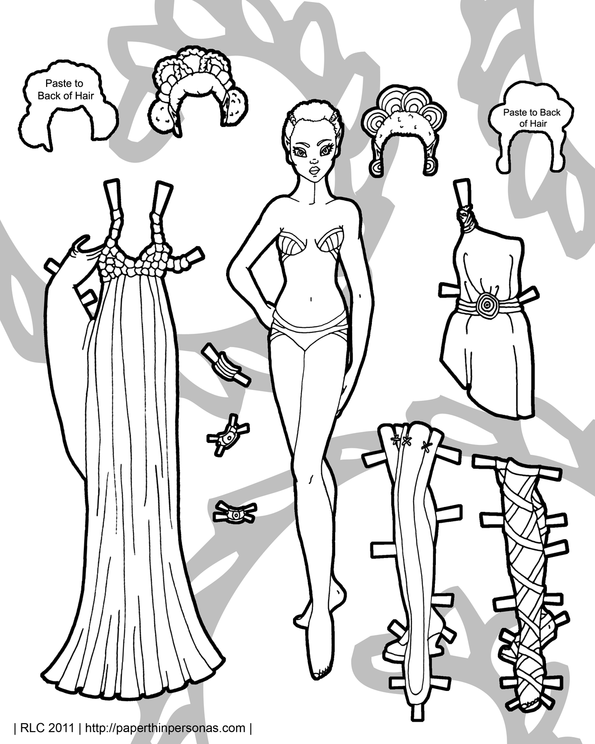 African inspired elf paper doll coloring page â paper thin personas
