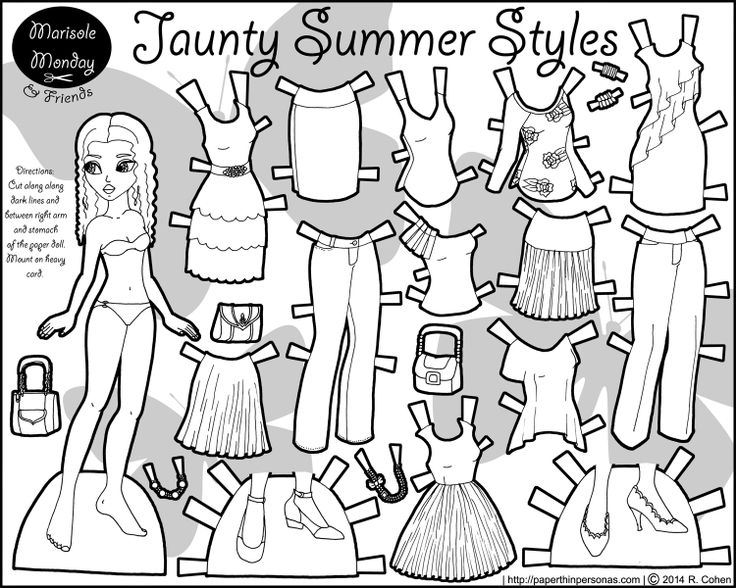 Jaunty summer styles paper dolls paper dolls clothing paper doll template