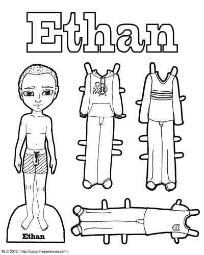 Meet ethan boy coloring pages paper doll â paper thin personas