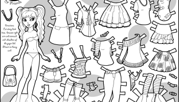 Printable paper doll coloring page