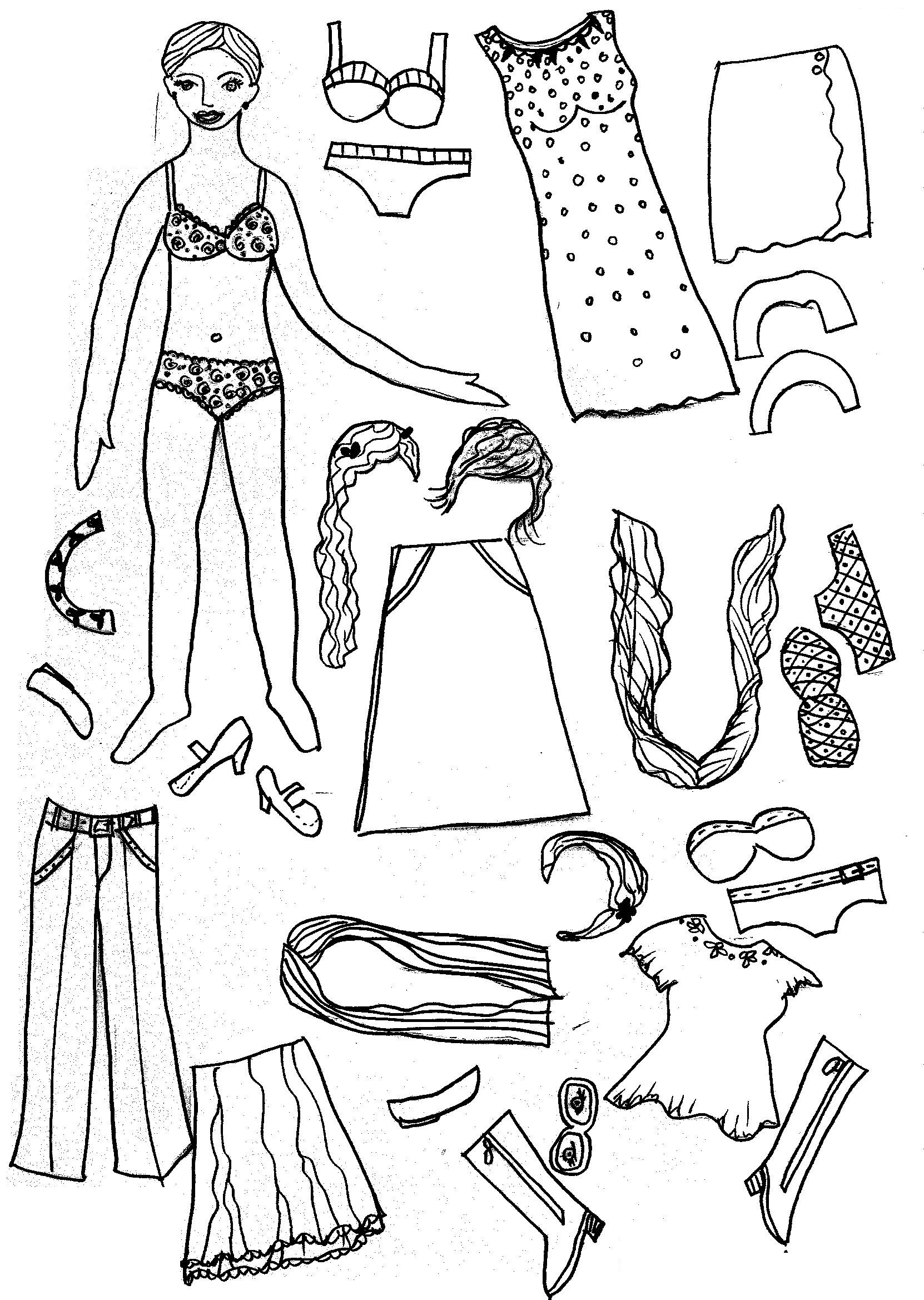 Printable paper doll coloring pages