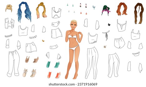Hundred colour paper dolls cutout clothes royalty
