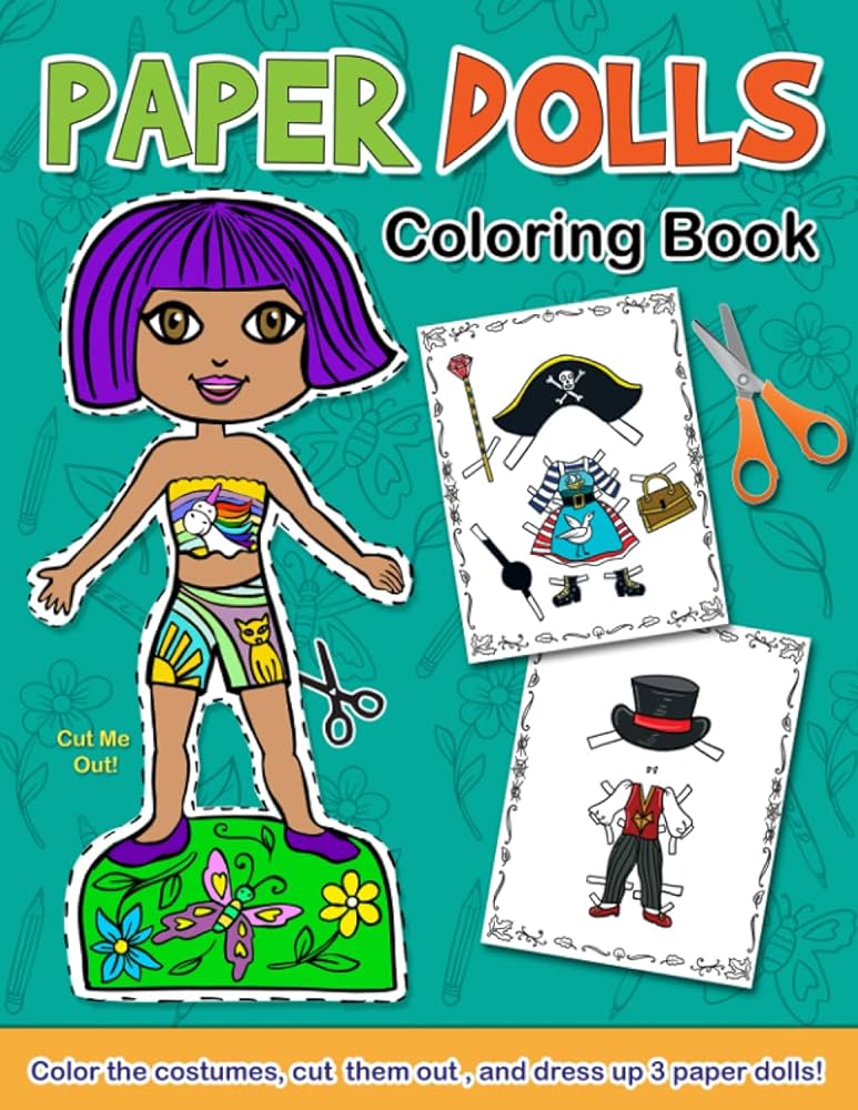 Paper dolls coloring book kids can color fun costumes cut them out and dress different paper dolls bonus coloring pages inside paper doll activity books press little birdie nadler anna