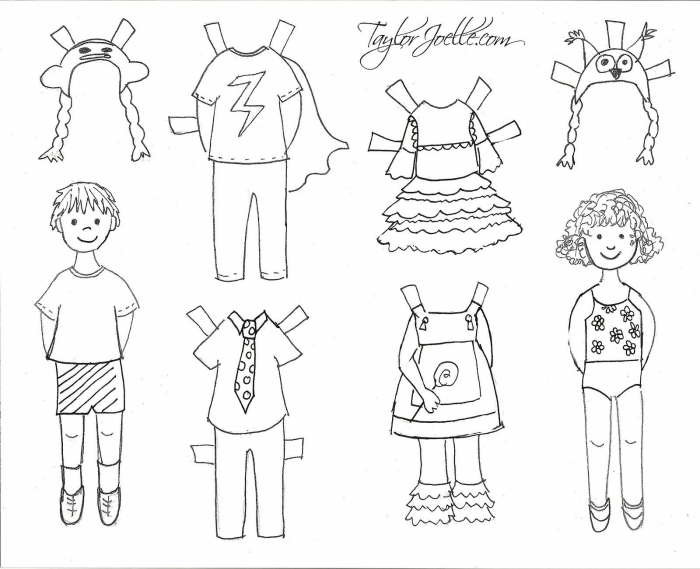 Color and dress boy paper dolls worksheets