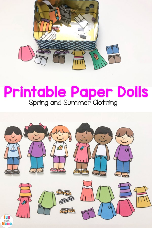 Printable paper dolls for spring summer winter and fall