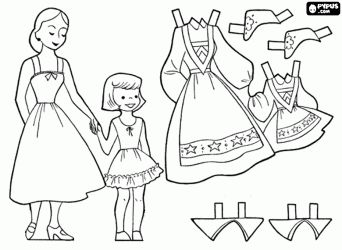 A norwegian girl with her mother to wear traditional costumes coloring page coloring pages colouring art therapy paper dolls