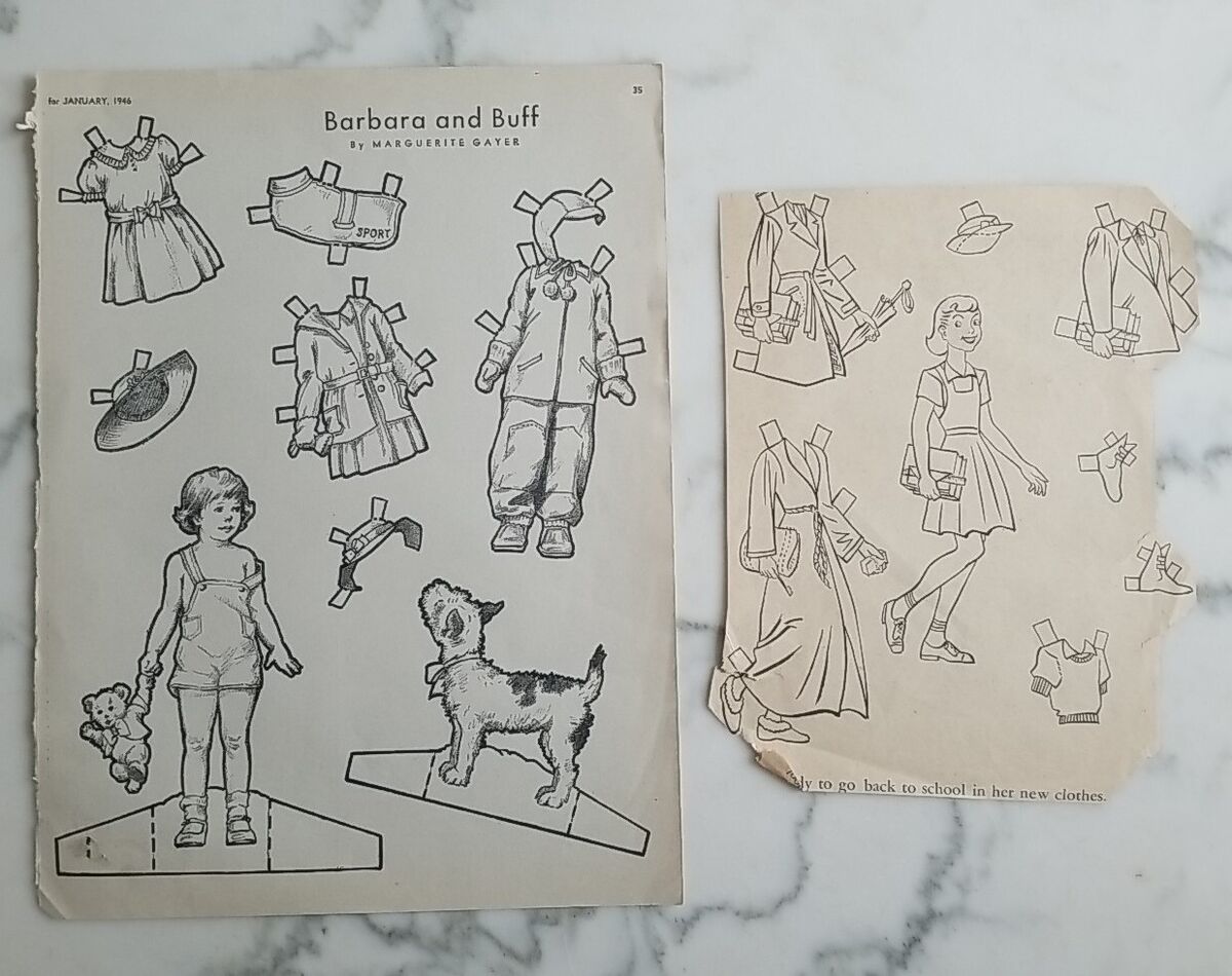 Antique vintage paper doll uncut mixed lot loose sheet coloring pages