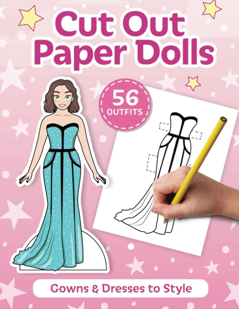 Cut out paper dolls gowns and dresses coloring book fashion paper dolls lucky designs pany inc books
