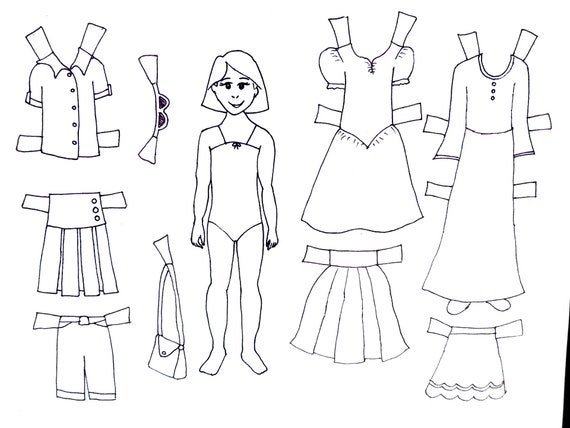Printable paper doll coloring pages for girls