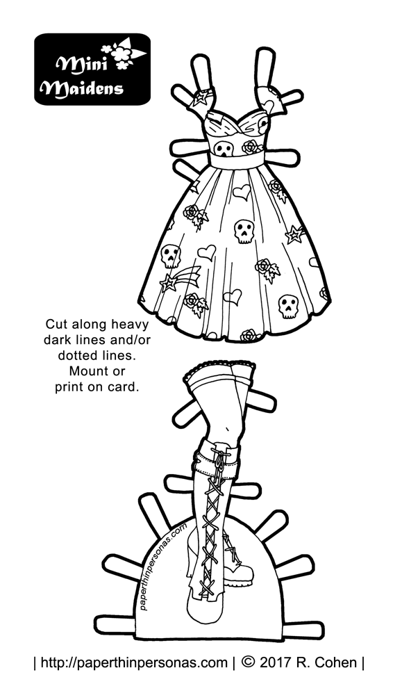 A rockabilly paper doll dress to print color and play with