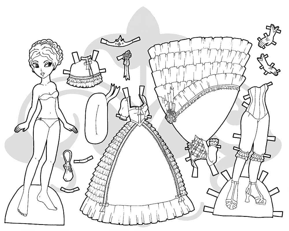 Paper doll coloring pages printable for free download