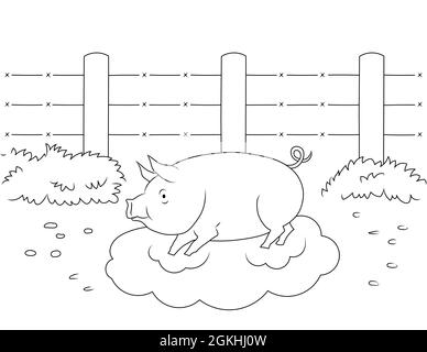 Pig coloring sheet cut out stock images pictures