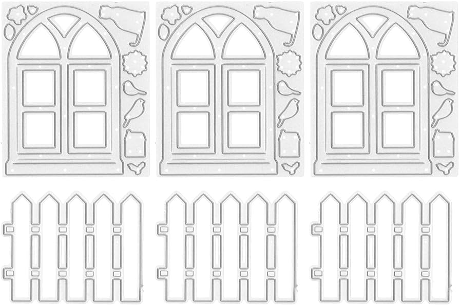 Pcs cutting dies window door fence cutting dies metal fence stencils for diy scrapbooking photo album decorative diy paper cards making giftdie