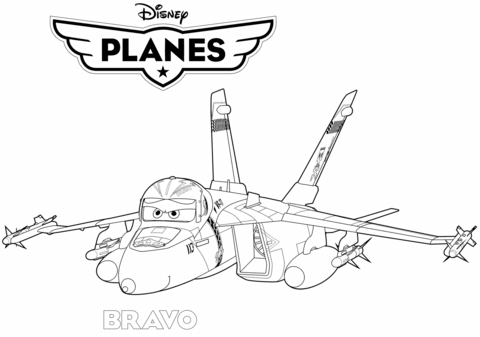 Disney planes jet fighter bravo coloring page free printable coloring pages