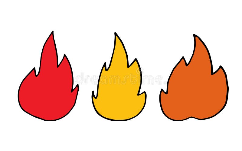 Hand drawn doodle fire flame simple thick black line best for design of nature and children s coloring book stock illustration