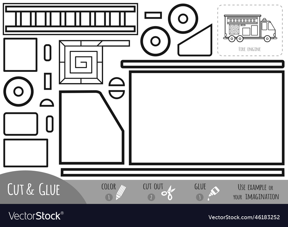 Education paper game fire engine use scissors vector image