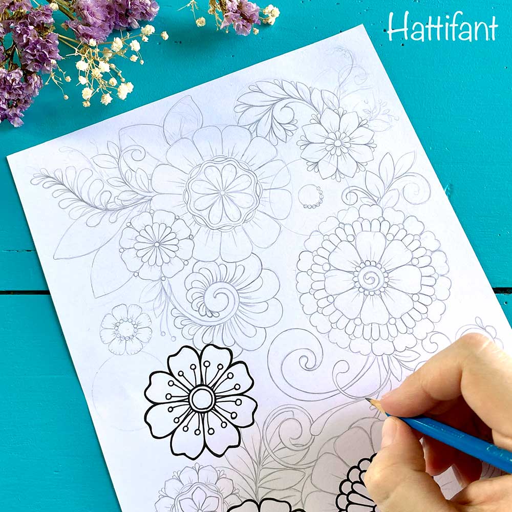 Coloring pages flower tangles