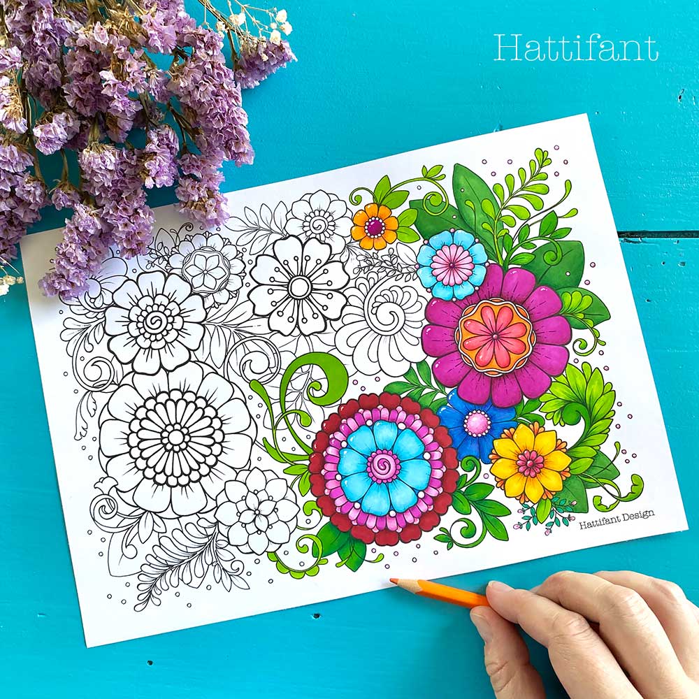 Coloring pages flower tangles