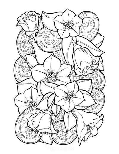 Free flower coloring pages for kids adults