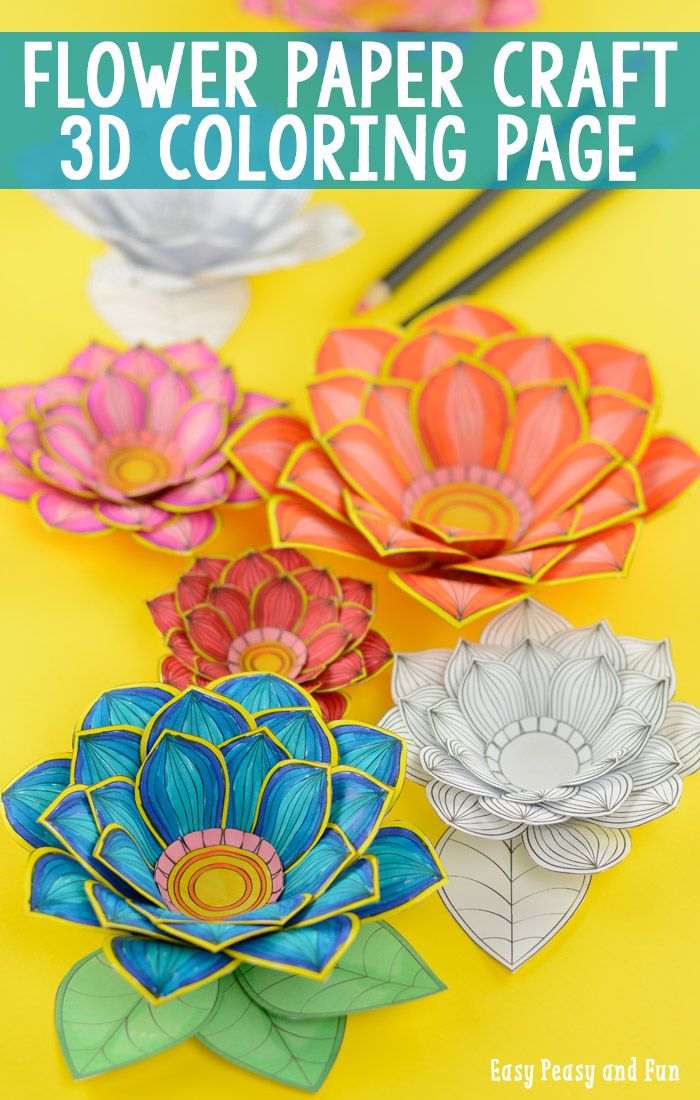 Paper craft flowers d coloring pages flower crafts paper crafts crafts