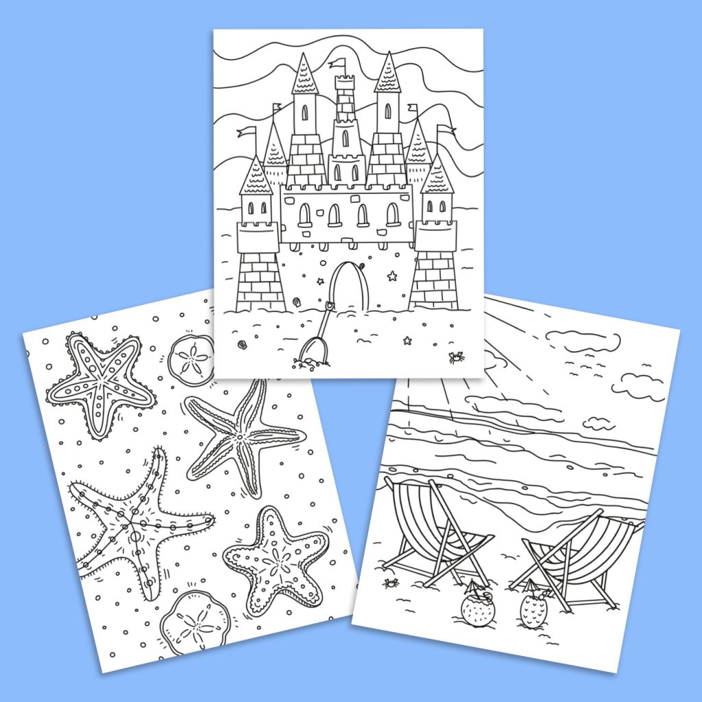 Free printable beach coloring pages