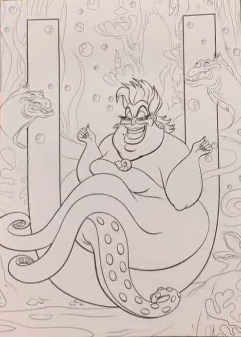Disney alphabet ursula disney alphabet disney coloring pages printables disney coloring pages