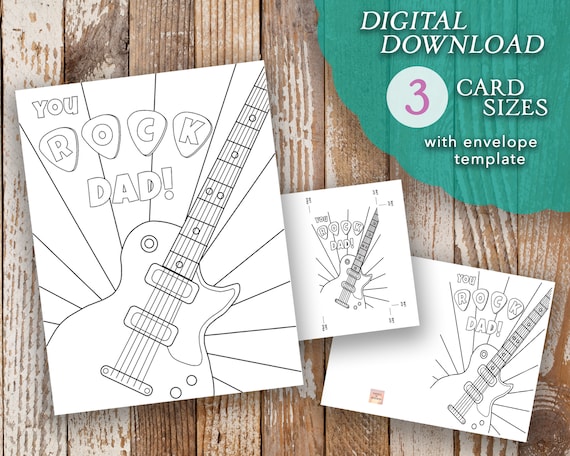 Guitar fathers day card fathers day coloring page