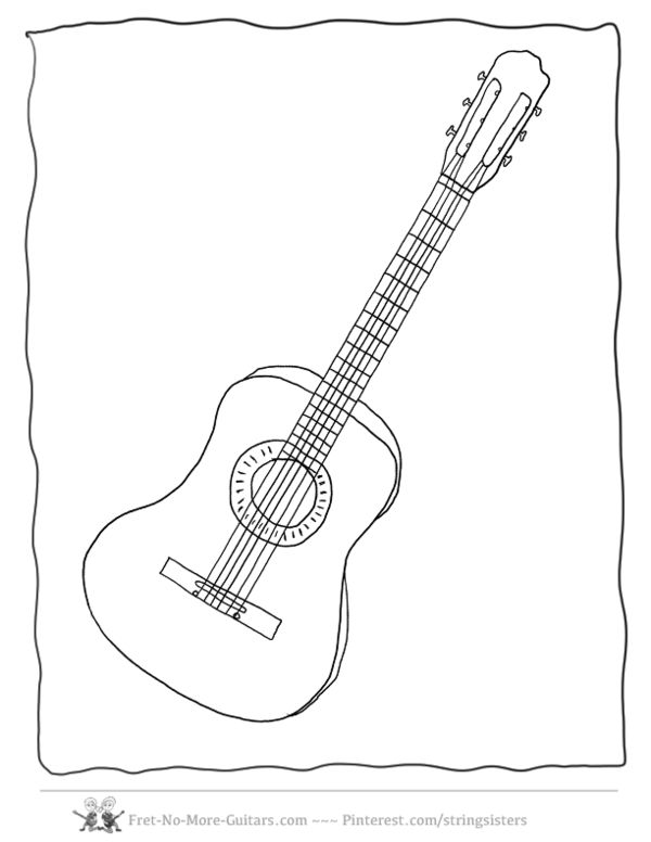 Guitar coloring page coloring pages easy coloring pages acoustic guitar