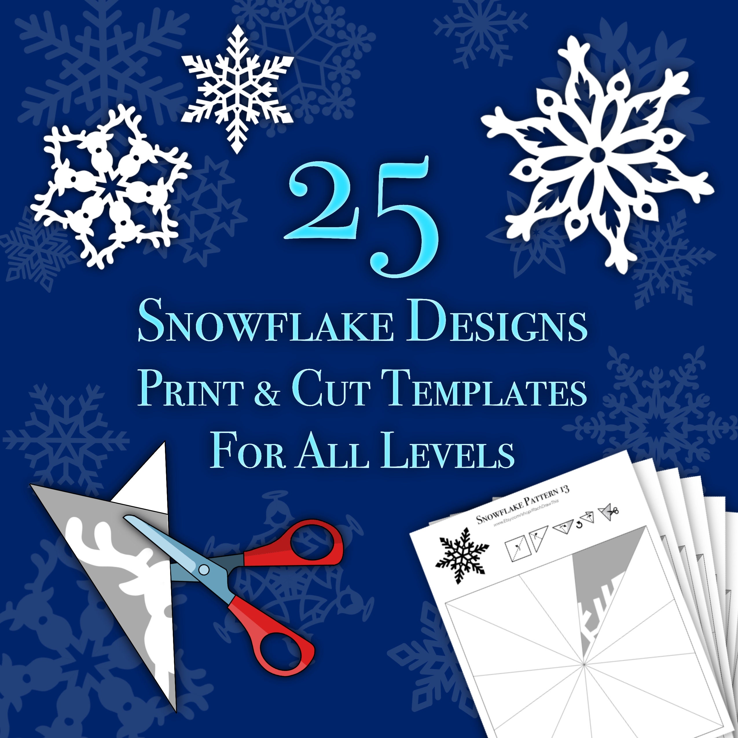 Paper snowflake patterns printable diy templates winter craft ideas instant download ready to print