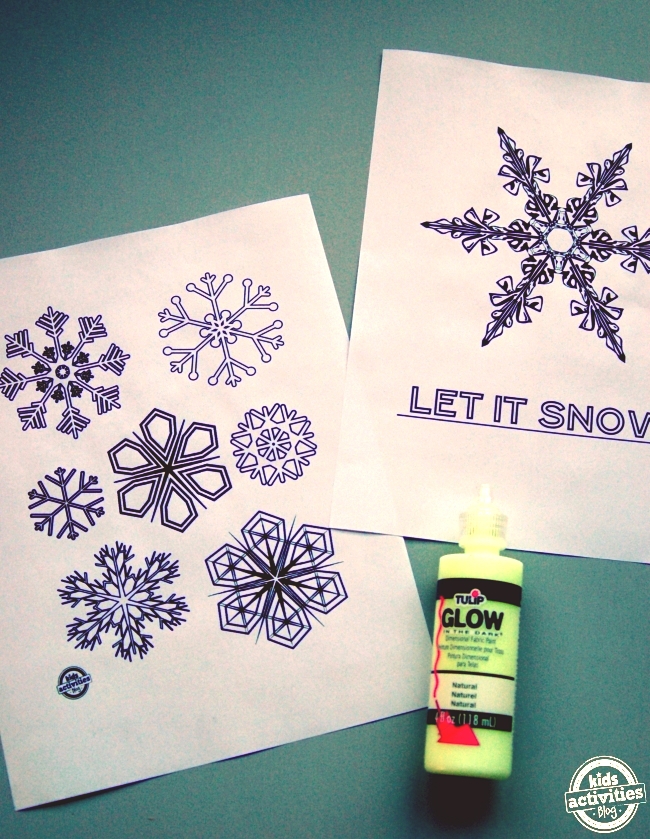 Use snowflake coloring pages to make glow