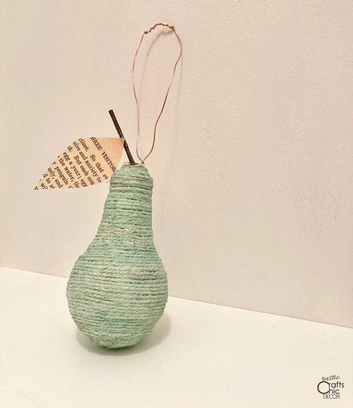 Diy pear ornament out of a light bulb