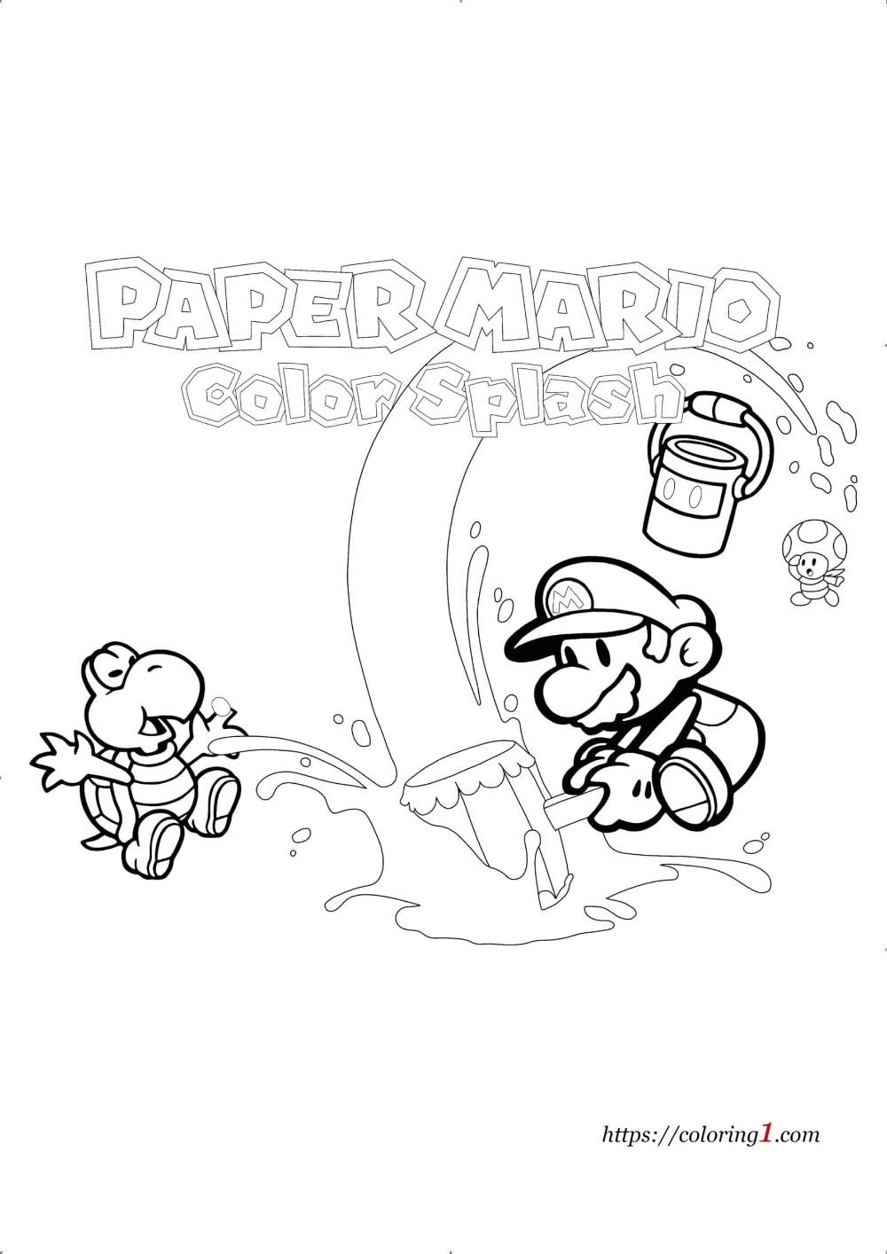 Paper mario color splash coloring pages