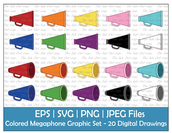 Buy megaphone loud speaker cheerleader vector clipart set color graphics sport protest mercial use png jpg svg eps online in india