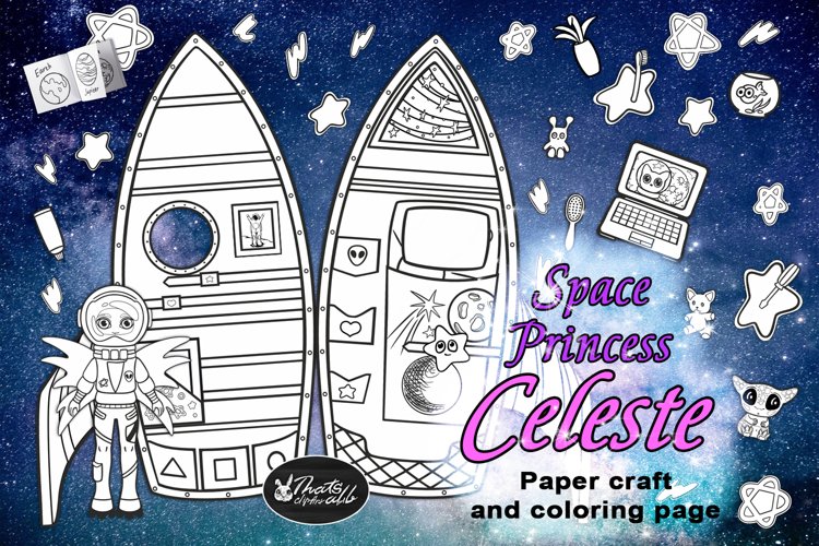 Diy printable rocket model paper craft and coloring page