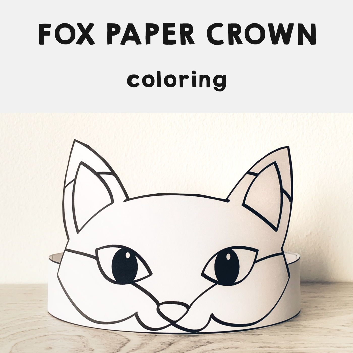 Fox paper crown printable coloring craft made by teachers