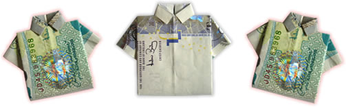 Money origami shirt folding instructions