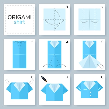 Premium vector shirt origami scheme tutorial moving model origami for kids step by step