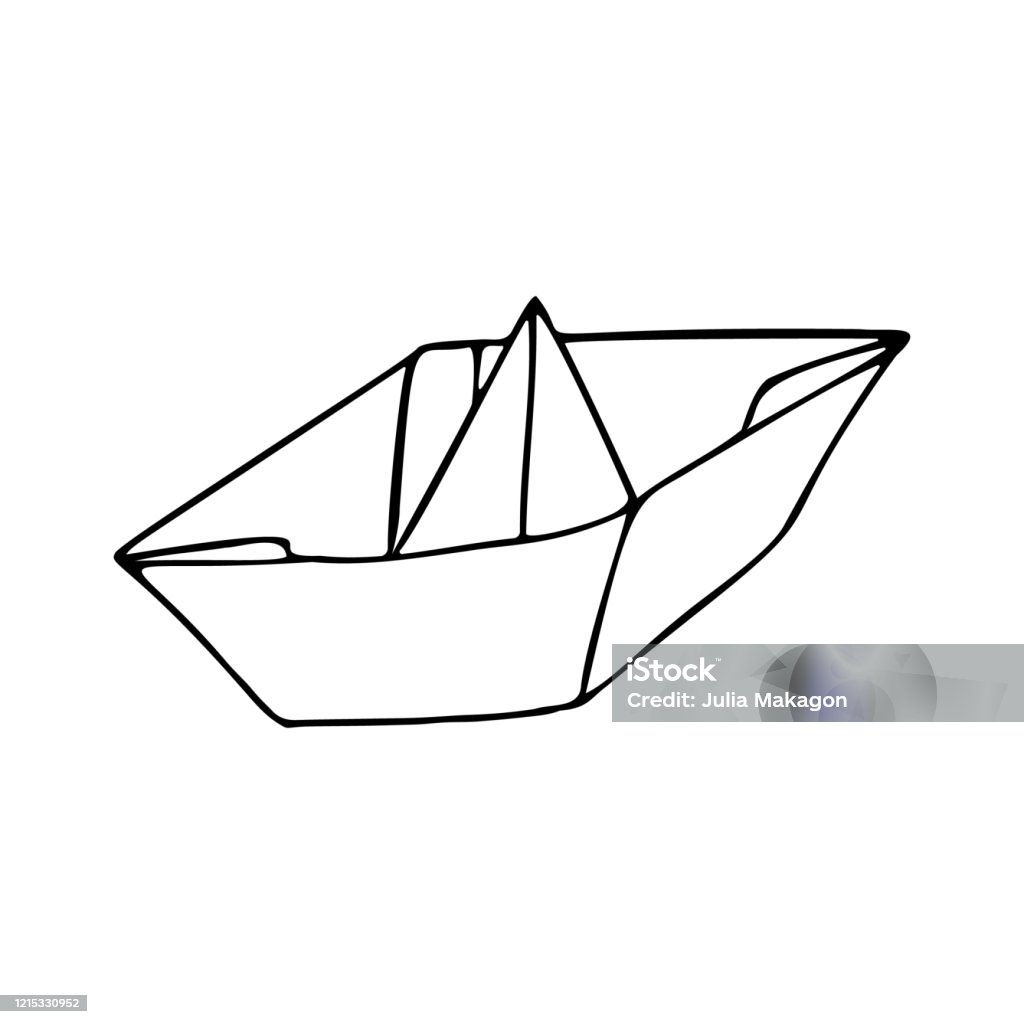 Origami boat isolated on a white background stock illustration