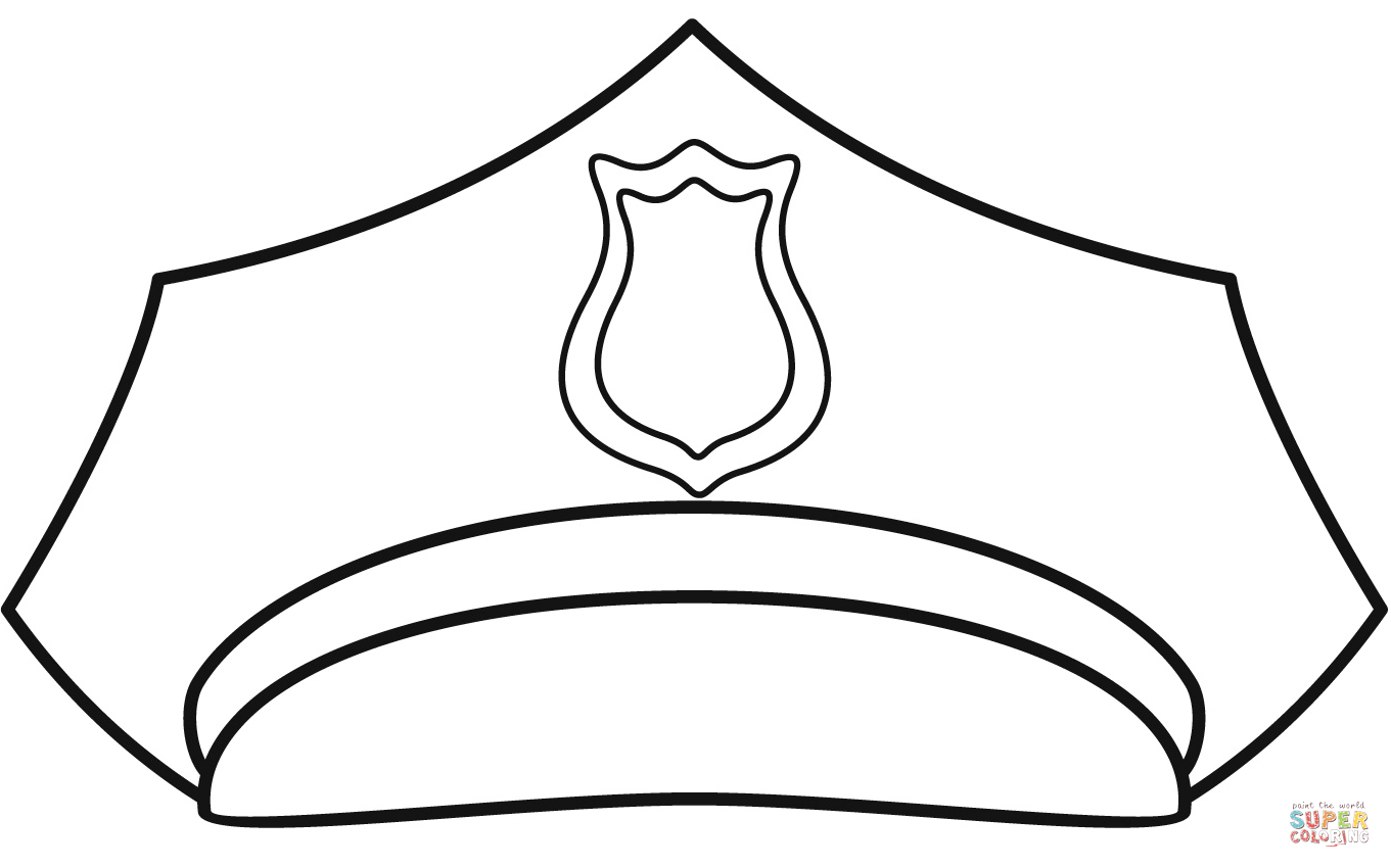 Police hat coloring page free printable coloring pages