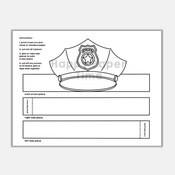 Police hat paper crown printable coloring craft made by teachers crown printable paper crowns police hat