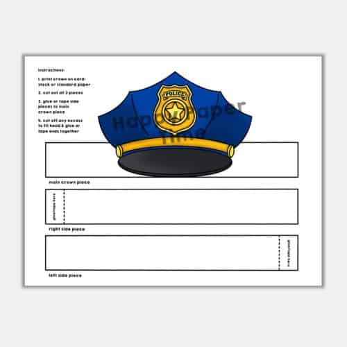 Police cap paper crown printable template