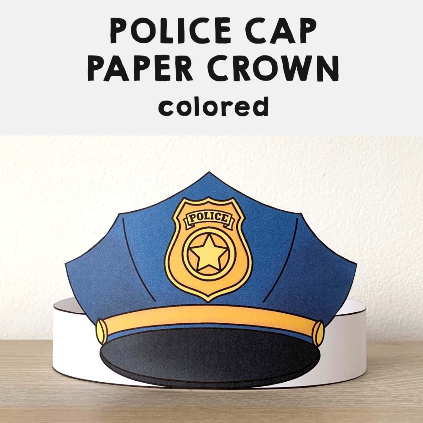 Police hat paper crown printable costume craft made by teachers